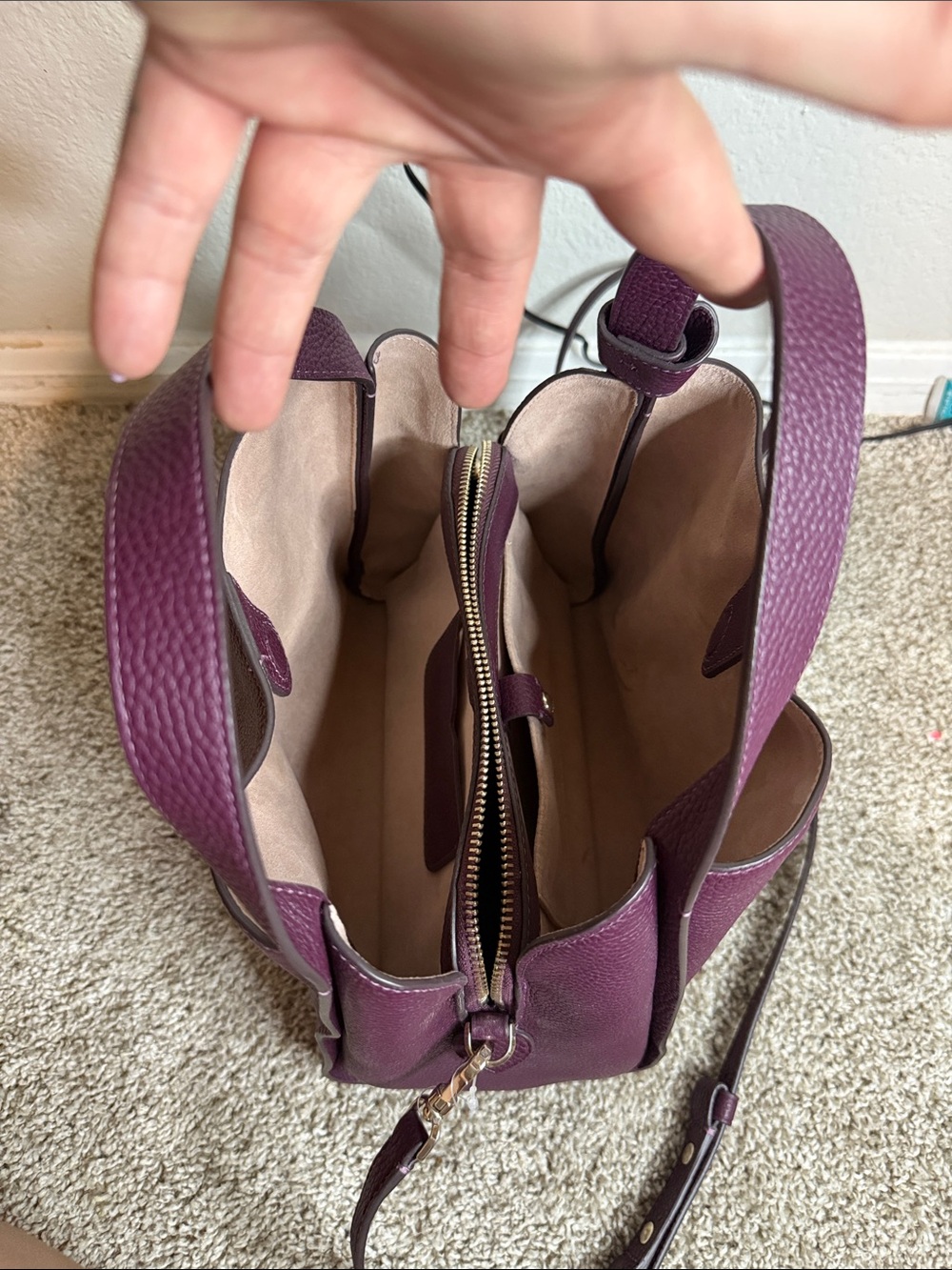 kate spade Plum Pebbled Leather Shoulder Bag/crossbody - Picture 7 of 11